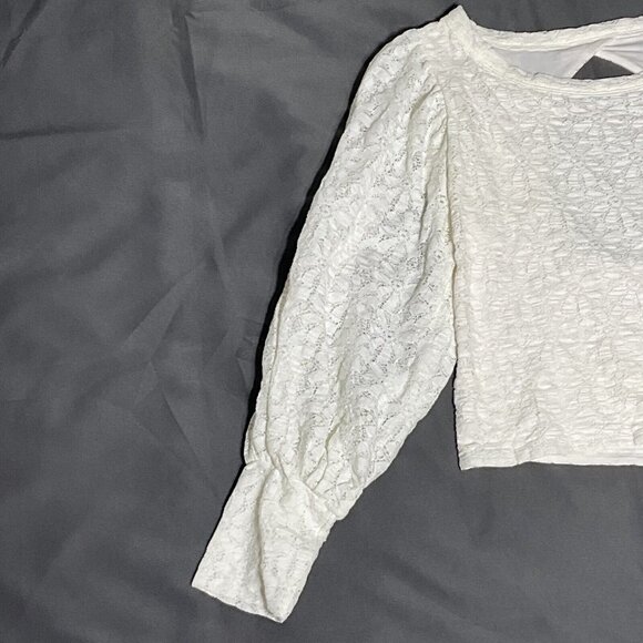 Free People Top Women M Ivory Long Sleeve Lace Lined Cut Out Back Boho Blouse - Picture 4 of 12
